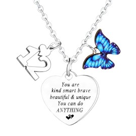 Waeceip Birthday Necklace Happy Birthday Gifts for Women Butterfly Necklace Gifts for Family Inspirational Gifts for Friends (12th)