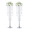 Wedding Centerpieces for Tables, 2Pcs Tall Metal Flower Vases with Chandelier Crystal, 29.5in Silver Flower Stand Centerpieces for Tables Wedding Reception Birthday Party Events Home Decor