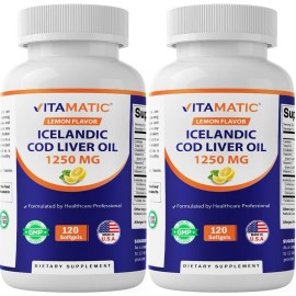 Vitamatic 2 Pack - Vitamatic Icelandic Cod Liver Oil 1250mg 240 Softgels (Lemon Flavor)