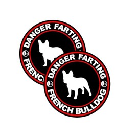 2Pack Danger Farting French Bulldog Decal Funny Dog Sticker for Car Truck Window Bumper