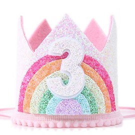 Birthday Rainbow Girl Crown, Birthday Hat for Event Party Supplies, Photo Props