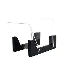 Vinyl Record Holders Vinyl Records Storage Holder Display Stand 13.7 inch Holds Up to 50 Turntable LP's Records Albums Wood Stand Rubber Grip pad and Clear Acrylic Ends Vinyl Record Storage (Black)
