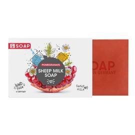 My Soap Sheep's Milk Soap, Natural by Accentra, Handmade Sheep's Milk Soap in Paper Box, 100 g, Pomegranate Motif