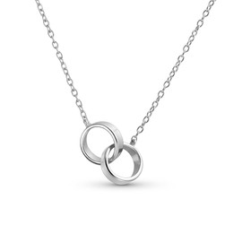 BFF Eternal Friendship Double Infinity Love Pendant Two Interlocking Eternity Circles Necklace For Women Mother Daughter Couples .925 Sterling Silver