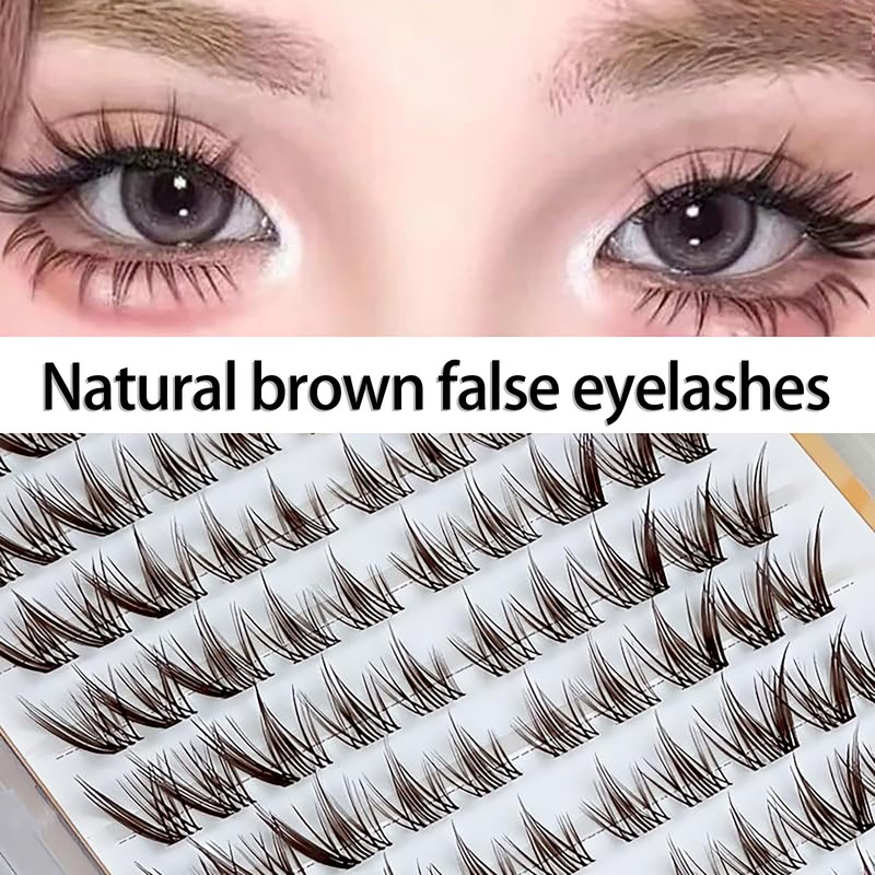 100Pcs Brown Cluster Lashes Wispy Individual Eyelashes Clusters，Curl Individual Lashes