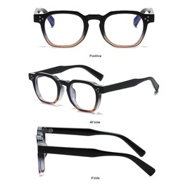 FEISEDY B1272 Blue Light Cut Glasses, Thick Cell Frame, Date Glasses, Square, Non-Degree, PC Glasses, Retro, Stylish, Ladies, black, chairo