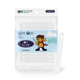 (베리구즈)헬스메이트 100% 목화솜 멸균 위생 개별포장 유아 종이 면봉 100P (Berry Goods) Health Mate 100% Cotton Sterilized Individually Packed Baby Paper Cotton Swabs 100P