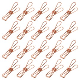 QUARKZMAN Pack of 100 Metal Wire Hollow Clips 32 mm Cute Mini Binder Paper Clip Rose Gold for Clothes Bill Paper Office Supplies