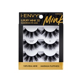 i-ENVY False Lashes, Mink 3D Lashes Value Pack Real Mink Maximum Fluffy Wispy Luxury Glamorous Natural Look Reusable Eyelashes (02)