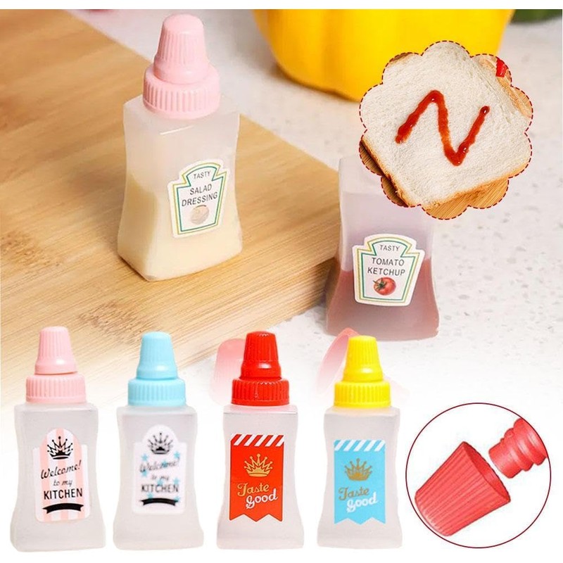 Wentoenapp 2Pcs Mini Ketchup Bottle, Condiment Squeeze Bottles Empty, Plastic