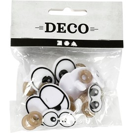 Creativ 100263 Funny Eyes - Assortment, size 2-3 cm, with fastener, 9 asstd
