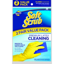 Soft Scrub Yellow Reusable Latex Household Glove X-Large (2 Pair)