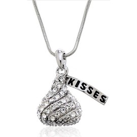 Crystal Chocolate Kisses Candy Pendant Necklace for Valentines Day Gift