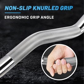 Northdeer EZ Curl Bar, 37.4" EZ Bar Steel Curling Bar EZ Barbell with Knurling Strength Training Bar Curling Bars for Weight Lifting, Biceps Curl, Row, Compatible with Version 1.0 and 2.0