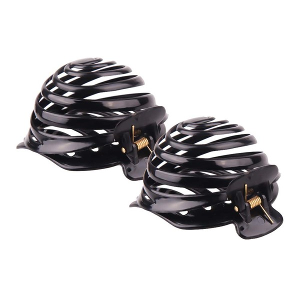 2 Pieces Black Plastic Spiral Dome Bun Maker Mushroom Head Cover Hair Holder Round Stylish Spiral No Slip Hair Claw Clamp Clip
