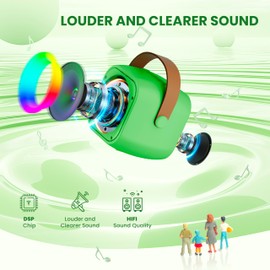 Mini Karaoke Machine：Portable Bluetooth Karaoke Microphone, Singing Speaker with 2 Wireless Mic and Light Kids Adults, Christmas Birthday Gifts for Girls Boys Family Home Party(Green)