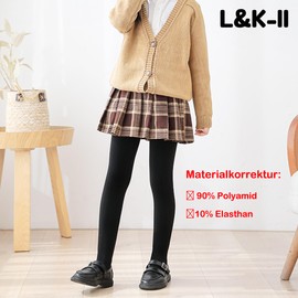 L&K-II 4611 Thermal Tights Girls Children's Tights with Inner Lining Winter Warm Opaque Cuddly Seamless Treggings High Waistband Tight Multicoloured, Pack of 1 black