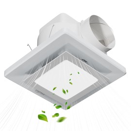 EINTTAX 10 Inch Panel Bathroom Exhaust Fan with Light, 77CFM 1.1 Sones Square Quiet Bathroom Fan with 12W 6500K LED Light Combo, 4 Inch Duct Ceiling Mount Exhaust Fan for Home/Bath/Office/Hotel, White