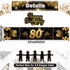 80th Birthday Table Runner Black Gold 72 Inch Long Happy