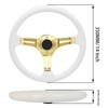 Universal 14" White Wood Steering Wheel Gold Spoke 6 Bolts