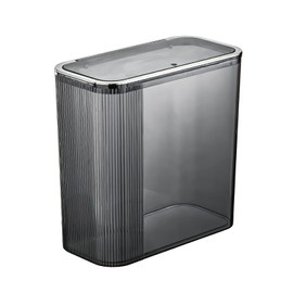 Aiabaleaft Transparent trash can Wastebasket, Bathroom Trash Can with Lid, 3.5 Gallon Kithen Garbage Can for Bathroom, Bedroom, Kitchen, Office, Craft Room (Transparently Black)
