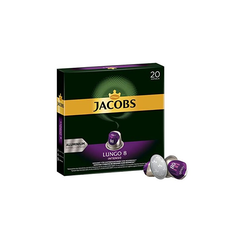 Jacobs Lungo Intenso Coffee Capsules, Intensity 8 of 12, 20