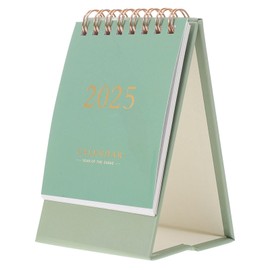 STOBOK Mini Desk Stand Calendar 2025, Small Desktop Calendar, July.2024 to Dec. 2025 Standing Spiral Mini Calendar Monthly Flip Schedule for Office School Home Green