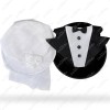 Sombrero Copa Alta Foam Novios Despedida Solteros Bodas Blanco/negro