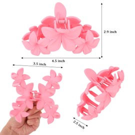 Ondder Hawaiian Flower Hair Clips Large Matte Hair Claw for Women Non-Slip Strong Hold Clips for Thick Hair, Hair Accessories for Women and Girls,Light Green,Purple, Pink,White