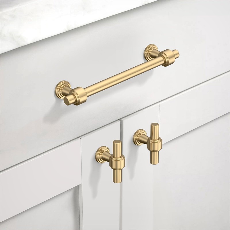Asidrama 10 Pack 5 Inch(128mm) Champagne Bronze Cabinet pulls Kitchen