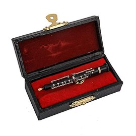 Dselvgvu Miniature 2.87" Oboe Pin Mini Musical Instrument Brooch Fashion Lapel Pin with Red Velvet Lined Instrument Case for Men and Women (2.87" Oboe Pin)