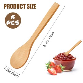 6 Pcs Small Wooden Spoon Wooden Spoon Set Honey Spoons for Tea Handmade Small Soup Spoons Wooden Mixing Spoons Serving Spoons Condiments Spoons for Coffee Tea Sugar,Wooden Honey Spoon