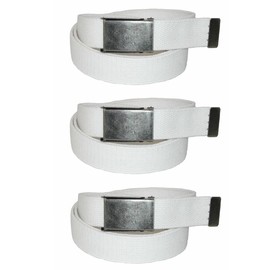 CTM® Men's Fabric Belt with Flip Top Nickel Buckle (Pack of 3), White