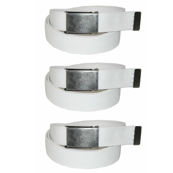 CTM® Men's Fabric Belt with Flip Top Nickel Buckle (Pack