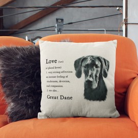 M-Qizi Great Dane Pillow Covers, Great Dane Gifts, 18x18 Decorative Dog Pillow Cover, Great Dane Gifts for Women, Great Dane Decor, Gifts for Dog Lovers, Love Great Dane