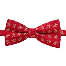 Retreez Men Woven Pre-tied Bow Tie Christmas Ginger Bread Man 11.5 cm - red
