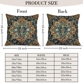 HZYKDWD Boho Throw Pillow Covers 60x60 cm Set of 2,Boho Vintage Carpet Pattern Antique Ethnic Decor Double Sided Pattern Cushion Cover Soft Pillow Case Living Sofa Room Bed Square Pillow Cover