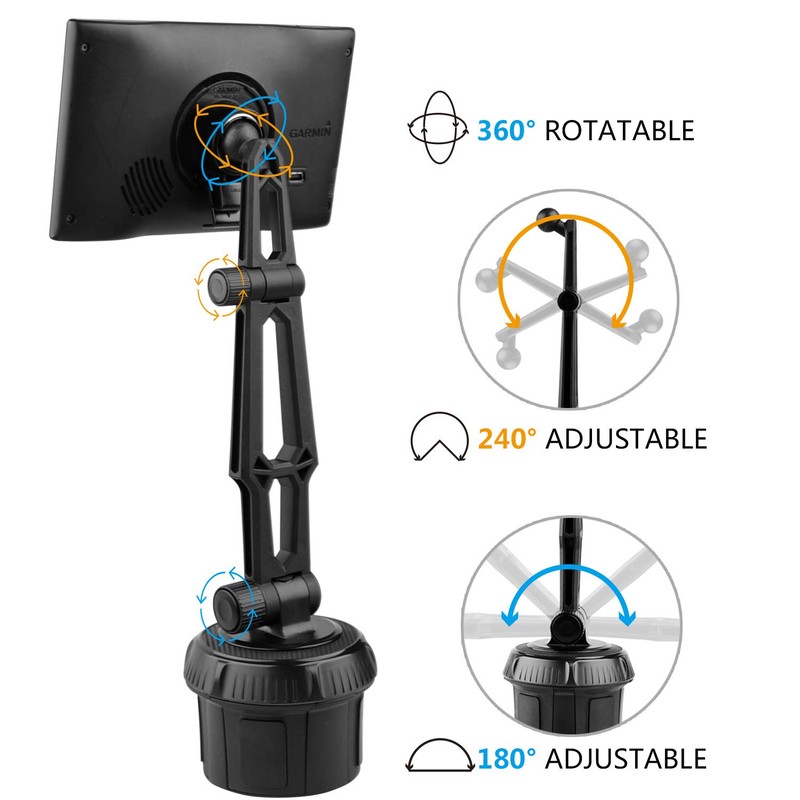 GPS Car Mount Cup Holder with Adjustable Arm for Garmin