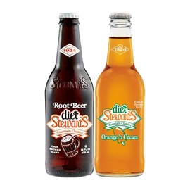 Stewart Diet Soda Variety Pack - 2 Flavors : Diet Root Bear and Diet Orange - 12 fl oz (10 Glass Bottles)