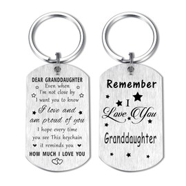 Resdink Granddaughter Keychain Gifts - to My Dear Granddaughter, I Love You Granddaughter Birthday Christmas Key Chain, Best Graduation Gifts for Adult Granddaughter Teen Girl