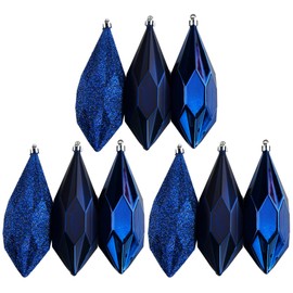 9 Large Geo Midnight Blue Christmas Tree Tear Drop 13cm Baubles Decorations
