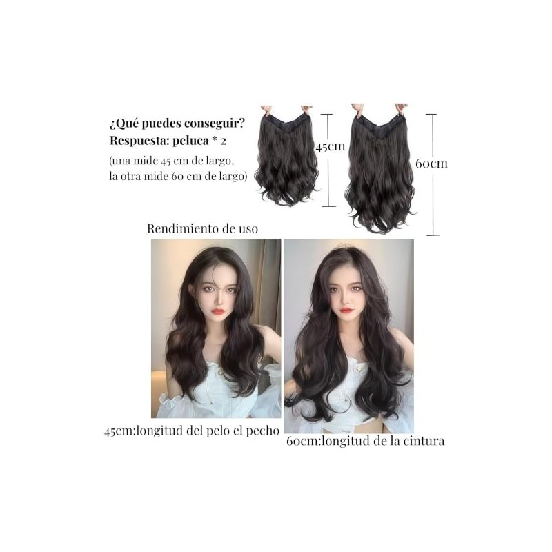 Extensiones Clip Invisible Onduladas, Juego de 2 Piezas (45cm y