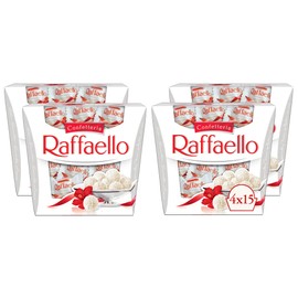 Raffaello, 15 Count, 4 Pack, Premium White Almond, Cream and Coconut, 5.3 oz Each