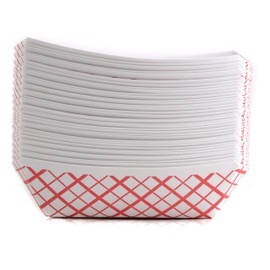 200ct Heavy Duty Disposable Paper Food Tray (2 LB) - Red Check Food Tray, USA MADE, Recyclable, Biodegradable, Compostable, Great for Picnics, Carnivals, Party, Camping, BBQ, Restaurants, Fries
