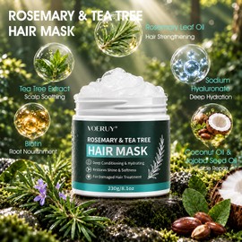 Rosemary & Tea Tree Hair Mask, Deep Conditioning Hydrating Hair Treatment Mask for Dry Damaged Hair, Restores Silky Softness & Natural Shine, Moisturizing Repair Hair Mask 230g/8.1oz