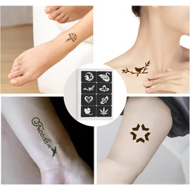 Plantillas de Tatuajes Temporales Reutilizables de PVC, 97 Diseños para Arte Corporal, Kit de Plantillas Huecas para Tatuajes de Fiesta, Cosquillas, Halloween, Carnaval