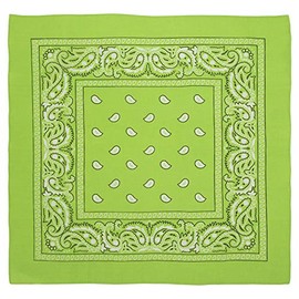 Lime Green Paisley Bandanas - Dozen Packed 22x22