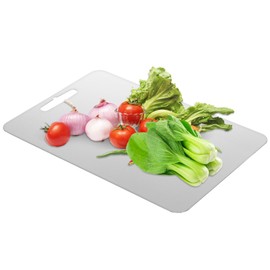 Titanium Cutting Board: Double-Sided Stainless Steel Boards for Kitchen, Food-Grade Chopping Board Easy to Clean, Large Metal Cooking Board for Meat Vegetable and Fruit, 14L x 10W