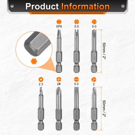 HARFINGTON 7pcs Magnetic Special Shaped Screwdriver Insert Bits Set Phillips/Slotted/U-Type/Y-Type/Triangle/Inner Cross/3-Points 1/4" Hex Shank 2" Length Power Drill Bits with Bit Holder