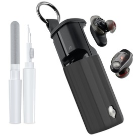 POZCIS for Skullcandy Method 360 ANC Case Cover, Soft Silicone Protective Earbuds Case, Only Compatible with Skullcandy Method 360 ANC with Cleaner Kit Accessories Set(Black)